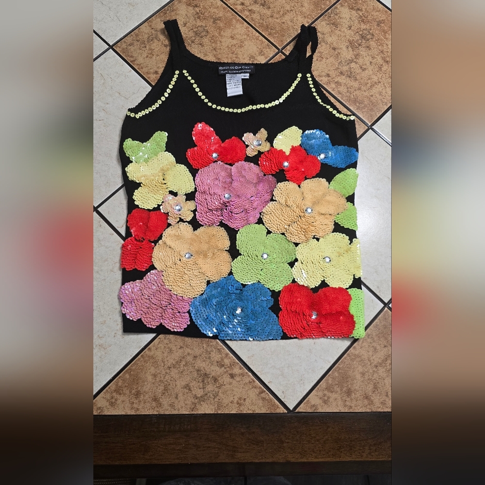 Floral Sequin Embellished Top